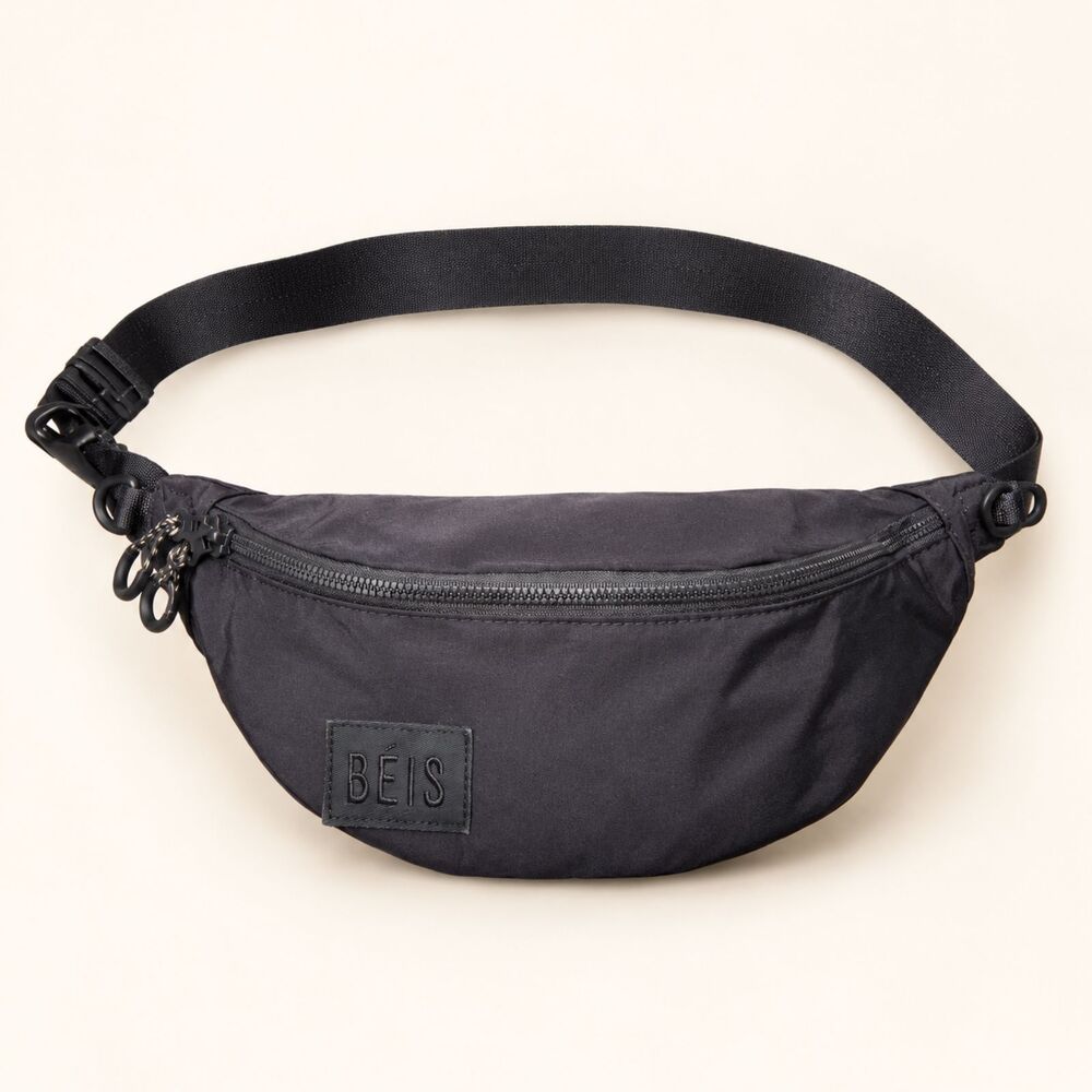 BEIS The Sport Pack Black Nylon Belt Bag Crossbody Braided Strap